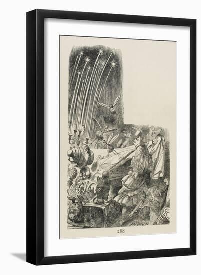 Alice Pulls Away the Tablecloth-John Tenniel-Framed Art Print
