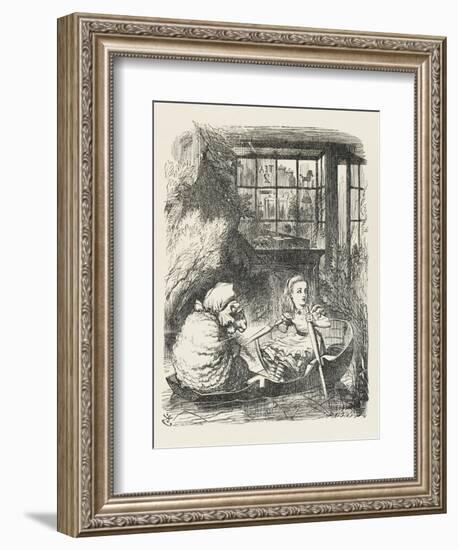 Alice Rows the Sheep in a Small Boat-John Tenniel-Framed Art Print