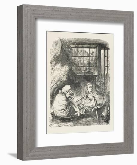 Alice Rows the Sheep in a Small Boat-John Tenniel-Framed Art Print