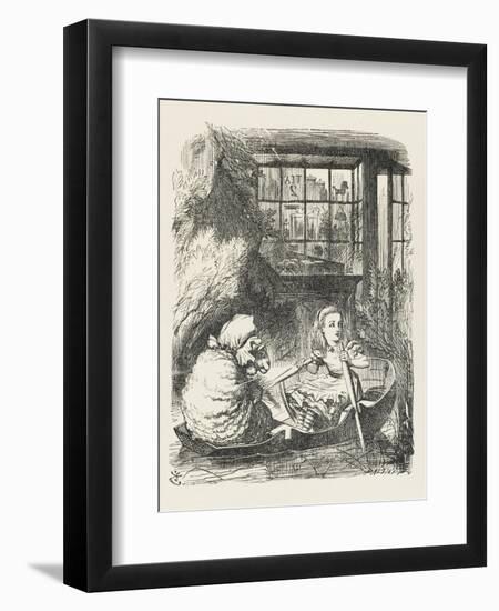 Alice Rows the Sheep in a Small Boat-John Tenniel-Framed Art Print