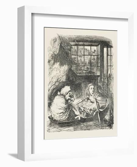 Alice Rows the Sheep in a Small Boat-John Tenniel-Framed Art Print