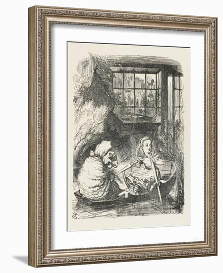 Alice Rows the Sheep in a Small Boat-John Tenniel-Framed Art Print