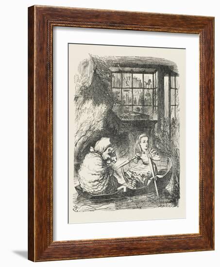 Alice Rows the Sheep in a Small Boat-John Tenniel-Framed Art Print