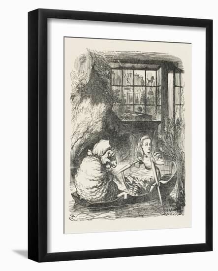 Alice Rows the Sheep in a Small Boat-John Tenniel-Framed Art Print