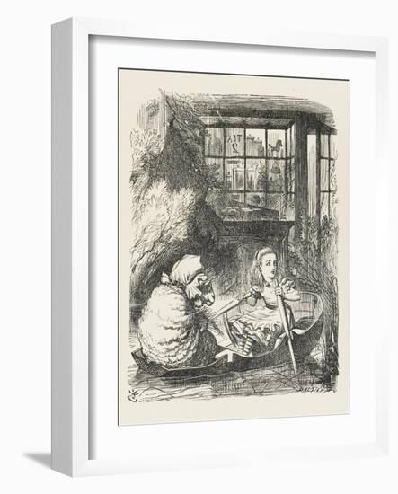 Alice Rows the Sheep in a Small Boat-John Tenniel-Framed Art Print