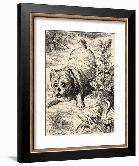 Alice Shrinks and Meets the Puppy, from 'Alice's Adventures in Wonderland' by Lewis Carroll,…-John Tenniel-Framed Giclee Print