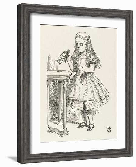 Alice Shrinks and Stretches Alice Finds the Bottle Labelled Drink Me-John Tenniel-Framed Photographic Print