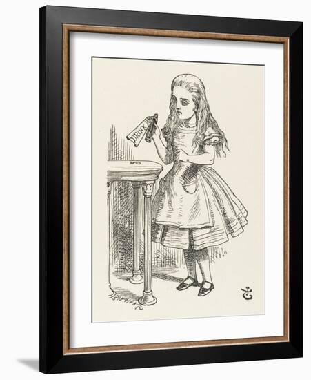 Alice Shrinks and Stretches Alice Finds the Bottle Labelled Drink Me-John Tenniel-Framed Photographic Print