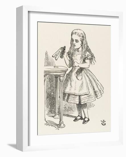 Alice Shrinks and Stretches Alice Finds the Bottle Labelled Drink Me-John Tenniel-Framed Photographic Print