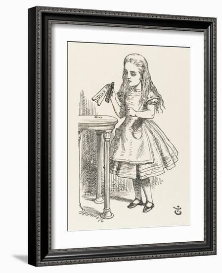 Alice Shrinks and Stretches Alice Finds the Bottle Labelled Drink Me-John Tenniel-Framed Photographic Print