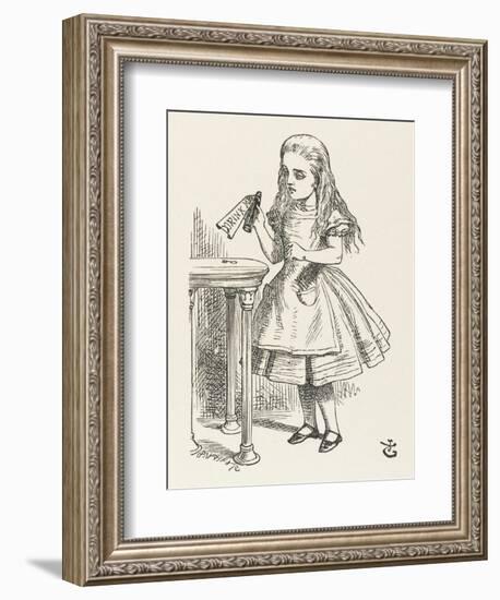 Alice Shrinks and Stretches Alice Finds the Bottle Labelled Drink Me-John Tenniel-Framed Photographic Print