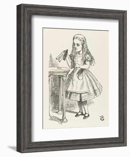 Alice Shrinks and Stretches Alice Finds the Bottle Labelled Drink Me-John Tenniel-Framed Photographic Print