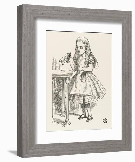 Alice Shrinks and Stretches Alice Finds the Bottle Labelled Drink Me-John Tenniel-Framed Photographic Print