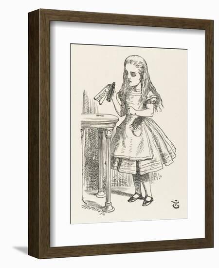 Alice Shrinks and Stretches Alice Finds the Bottle Labelled Drink Me-John Tenniel-Framed Photographic Print