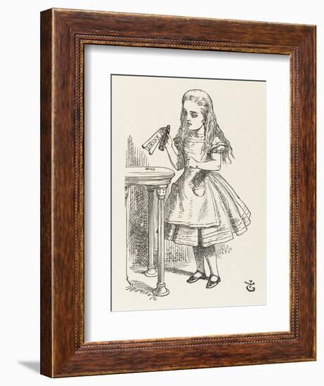 Alice Shrinks and Stretches Alice Finds the Bottle Labelled Drink Me-John Tenniel-Framed Photographic Print