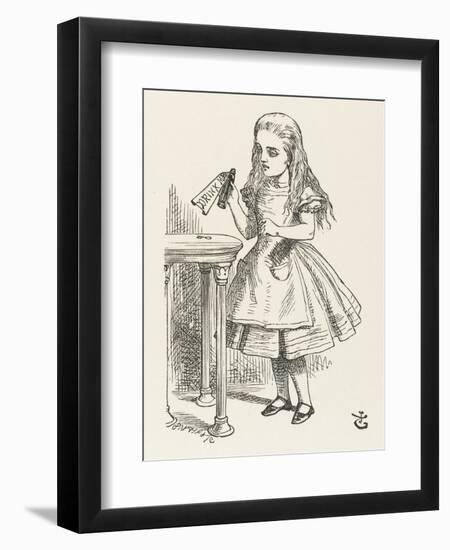 Alice Shrinks and Stretches Alice Finds the Bottle Labelled Drink Me-John Tenniel-Framed Photographic Print