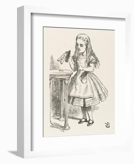 Alice Shrinks and Stretches Alice Finds the Bottle Labelled Drink Me-John Tenniel-Framed Photographic Print