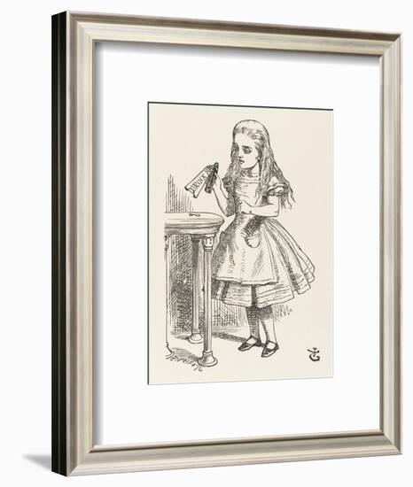 Alice Shrinks and Stretches Alice Finds the Bottle Labelled Drink Me-John Tenniel-Framed Photographic Print