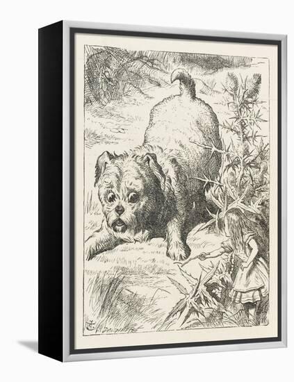 Alice (Shrunk) with the Puppy-John Tenniel-Framed Stretched Canvas