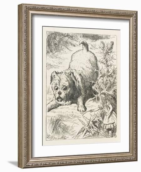 Alice (Shrunk) with the Puppy-John Tenniel-Framed Art Print