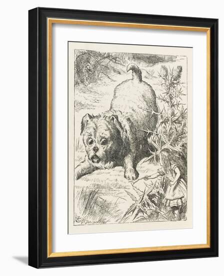 Alice (Shrunk) with the Puppy-John Tenniel-Framed Art Print