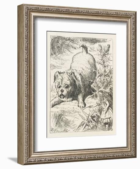 Alice (Shrunk) with the Puppy-John Tenniel-Framed Art Print