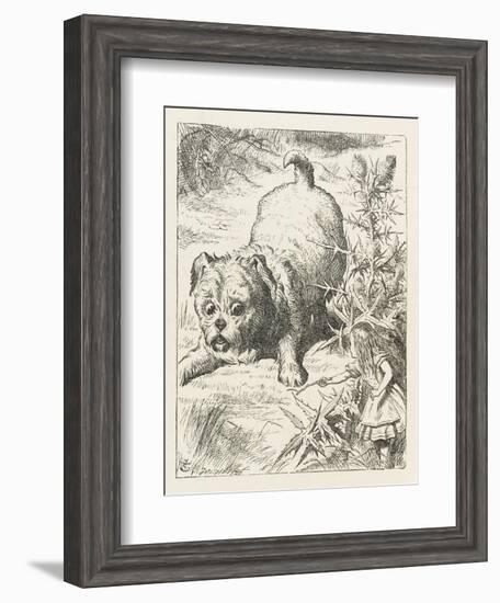 Alice (Shrunk) with the Puppy-John Tenniel-Framed Art Print