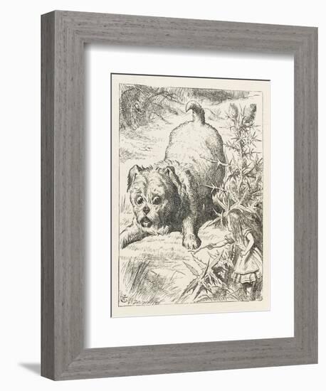 Alice (Shrunk) with the Puppy-John Tenniel-Framed Art Print