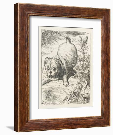 Alice (Shrunk) with the Puppy-John Tenniel-Framed Art Print