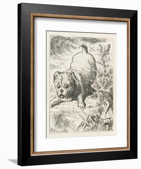 Alice (Shrunk) with the Puppy-John Tenniel-Framed Art Print