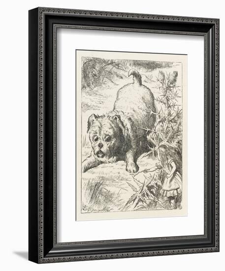 Alice (Shrunk) with the Puppy-John Tenniel-Framed Art Print