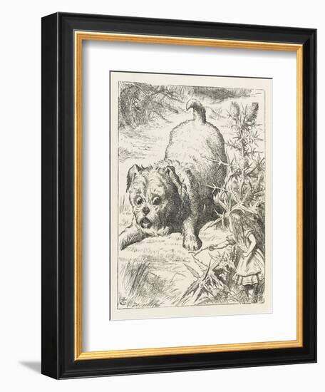 Alice (Shrunk) with the Puppy-John Tenniel-Framed Art Print