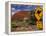 Alice Springs, Traffic Sign Beside Road Through Outback, Red Rocks of Olgas Behind, Australia-Amar Grover-Framed Premier Image Canvas