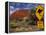 Alice Springs, Traffic Sign Beside Road Through Outback, Red Rocks of Olgas Behind, Australia-Amar Grover-Framed Premier Image Canvas