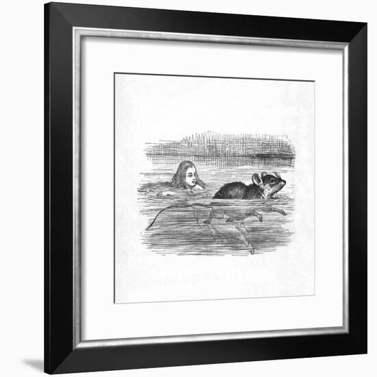 'Alice swimming with a mouse in a pool', 1889-John Tenniel-Framed Giclee Print