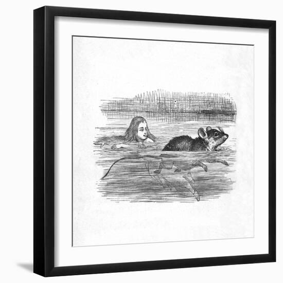 'Alice swimming with a mouse in a pool', 1889-John Tenniel-Framed Giclee Print