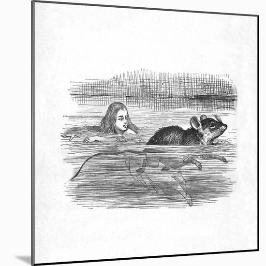 'Alice swimming with a mouse in a pool', 1889-John Tenniel-Mounted Giclee Print