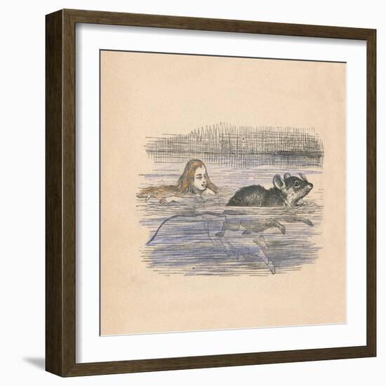 Alice swimming with a mouse in a pool', 1889-John Tenniel-Framed Giclee Print