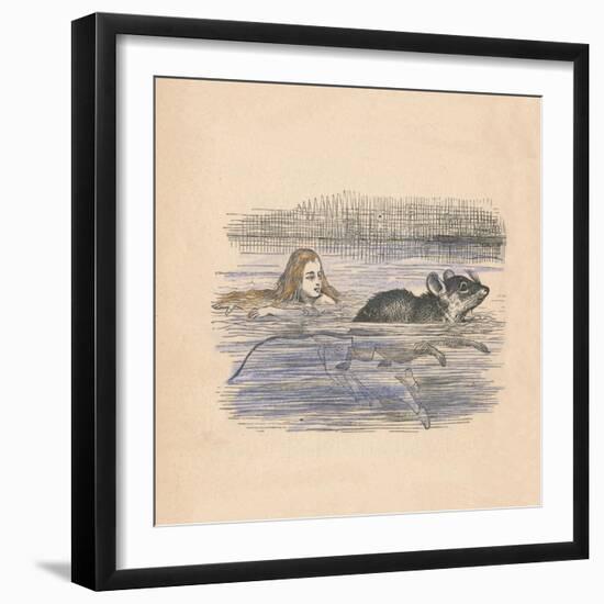 Alice swimming with a mouse in a pool', 1889-John Tenniel-Framed Giclee Print