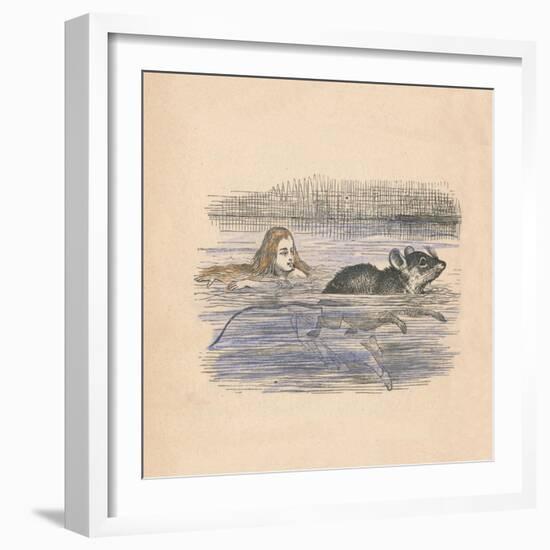 Alice swimming with a mouse in a pool', 1889-John Tenniel-Framed Giclee Print