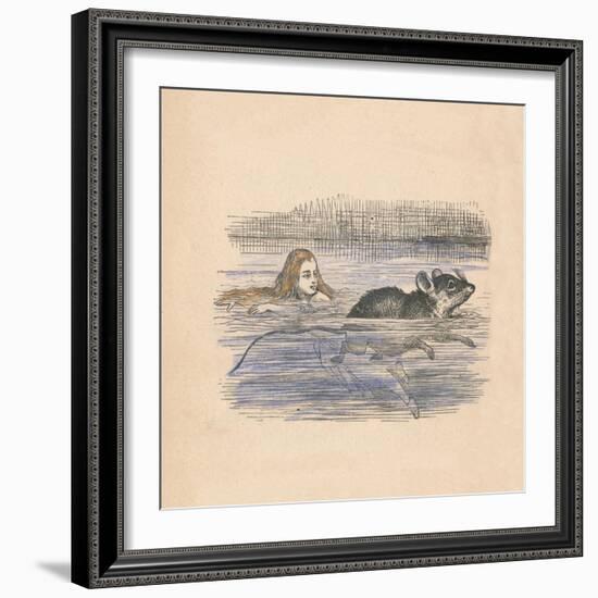 Alice swimming with a mouse in a pool', 1889-John Tenniel-Framed Giclee Print