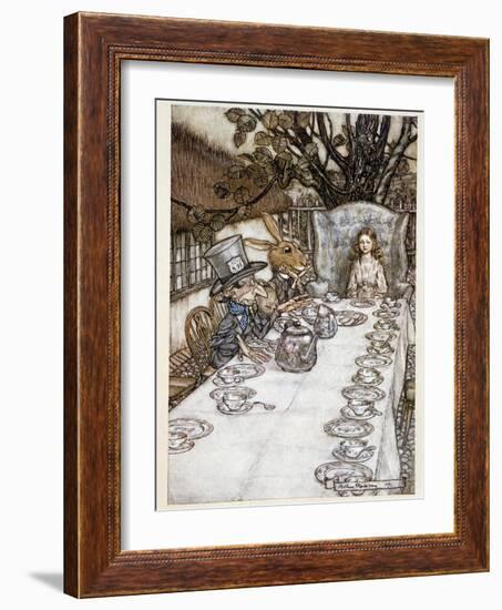 Alice Takes the “” in the Fools””” (The Hatter and the Mars Lievre) - in “” the Adventures of Alice-Arthur Rackham-Framed Giclee Print