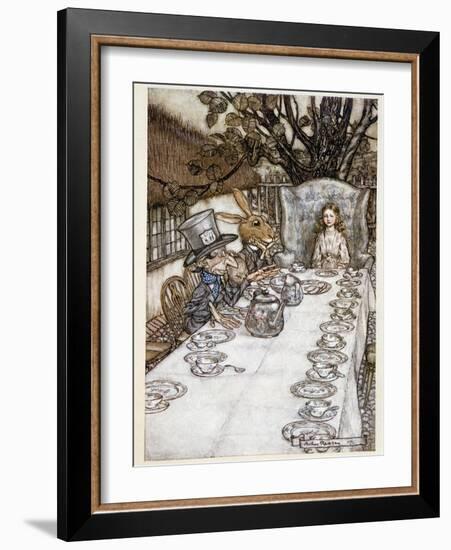 Alice Takes the “” in the Fools””” (The Hatter and the Mars Lievre) - in “” the Adventures of Alice-Arthur Rackham-Framed Giclee Print