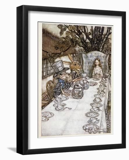Alice Takes the “” in the Fools””” (The Hatter and the Mars Lievre) - in “” the Adventures of Alice-Arthur Rackham-Framed Giclee Print