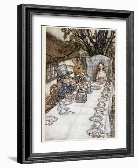 Alice Takes the “” in the Fools””” (The Hatter and the Mars Lievre) - in “” the Adventures of Alice-Arthur Rackham-Framed Giclee Print