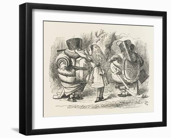 Alice Ties Armour on to Tweedledee and Tweedledum-John Tenniel-Framed Art Print