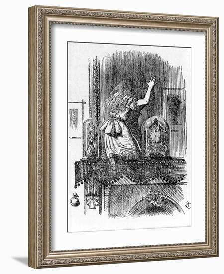 Alice Traversing the Mirror - in “Alice's Adventures in Wonderland and through the Looking Glass” B-John Tenniel-Framed Giclee Print