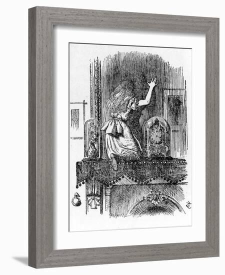 Alice Traversing the Mirror - in “Alice's Adventures in Wonderland and through the Looking Glass” B-John Tenniel-Framed Giclee Print