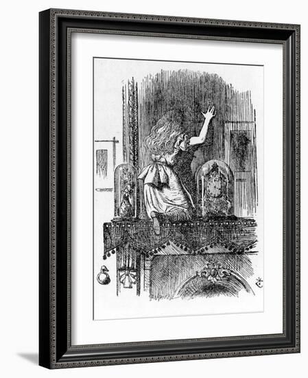 Alice Traversing the Mirror - in “Alice's Adventures in Wonderland and through the Looking Glass” B-John Tenniel-Framed Giclee Print