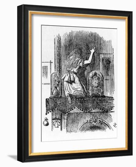 Alice Traversing the Mirror - in “Alice's Adventures in Wonderland and through the Looking Glass” B-John Tenniel-Framed Giclee Print